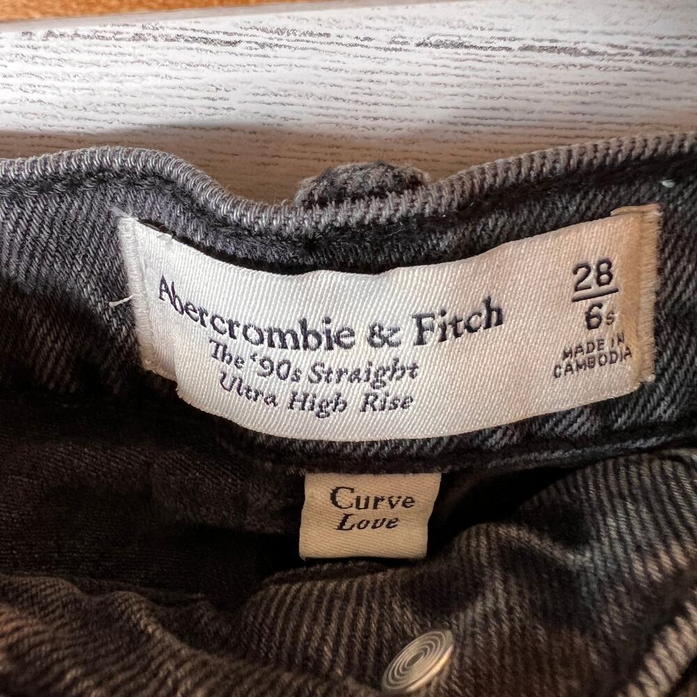 Abercrombie & Fitch Jeans Womens SZ 28/6 Black The 90's Straight Ultra High Rise - Picture 2 of 16